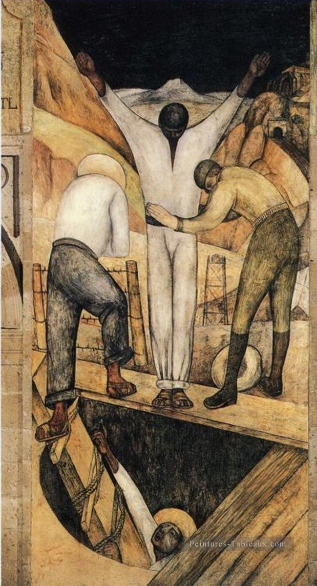 sortie de la mine 1923 communisme Diego Rivera Peintures à l'huile